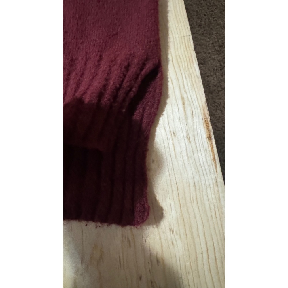 Burgundy High Neck Turtleneck Sweater Women Medium Soft Knit Side Slit - Picture 2 of 4